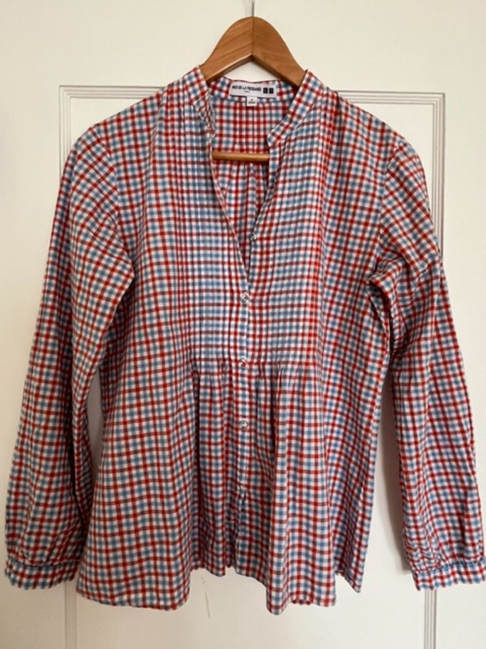 Ines de la Fressange for Uniqlo Gingham Pintuck Shirt | Size S